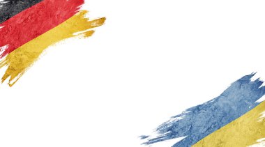 Beyaz Arka Gruba Almanya ve Ukrayna Bayrakları